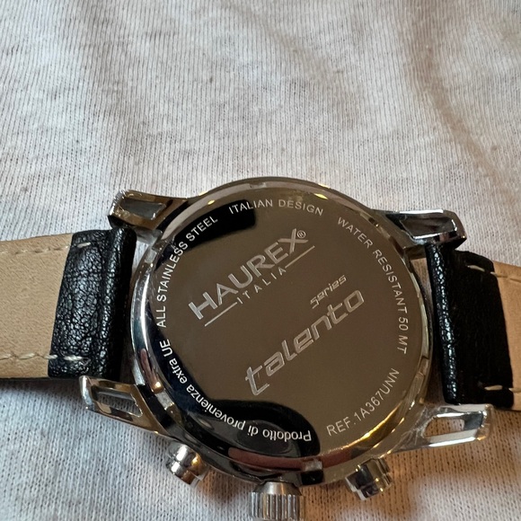 Haurex Talento Men’s Watch Model 1A367UNN with Vera  Pelle black leather band - Picture 11 of 15